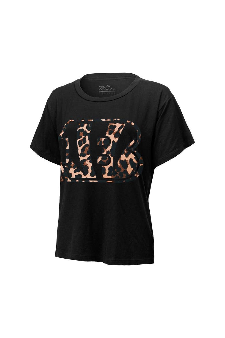 Women's Majestic Threads Joe Burrow Black Cincinnati Bengals Leopard Player Name & Number T-Shirt, Alternate, color, Black