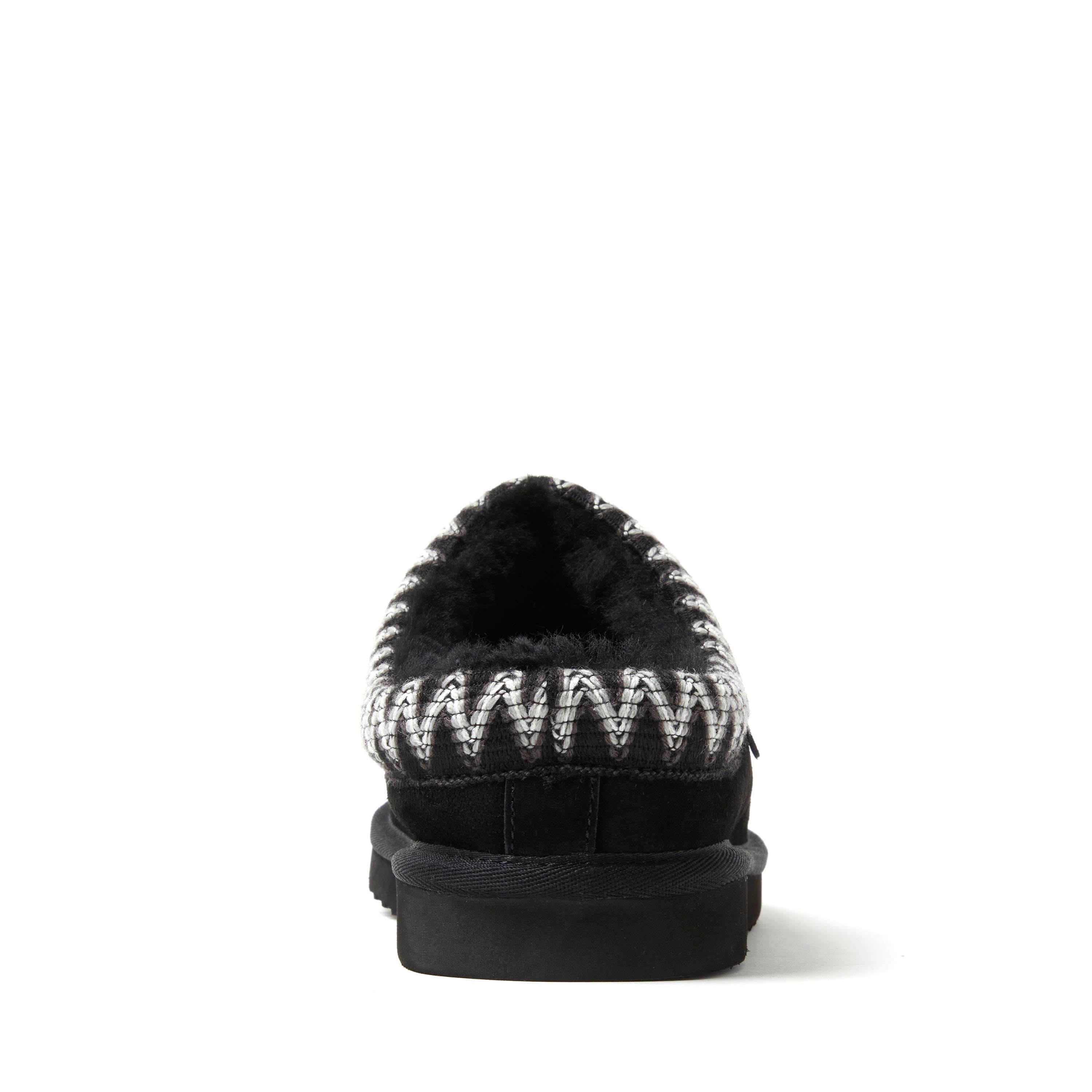 DEARFOAMS Fireside Grafton Genuine Shearling Clog Slipper with Embroidery, Alternate, color, Black