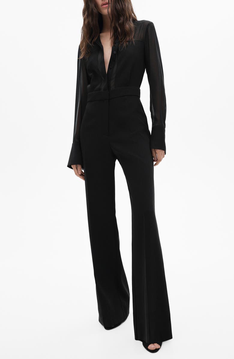 MANGO Long Sleeve Jumpsuit, Main, color, 