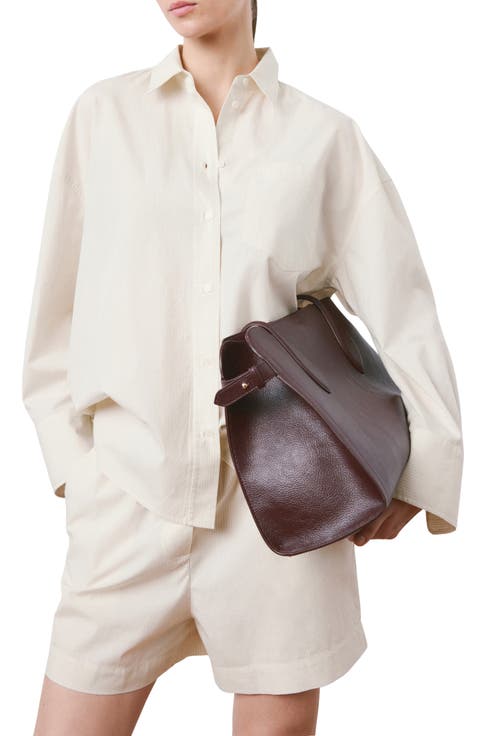 Stripe Oversize Cotton Button-Up Shirt