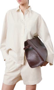 MANGO Stripe Oversize Cotton Button-Up Shirt