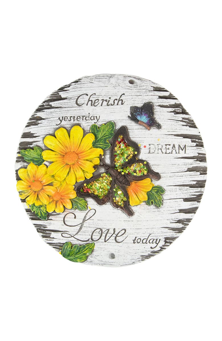 Northlight Set of 2 "Love Today" Outdoor Floral Garden Stones 10", Alternate, color, Purple