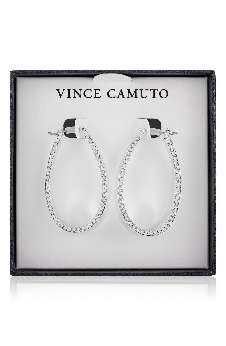 Vince Camuto Scoop Pavé Drop Earrings, Alternate, color, Silver Tone