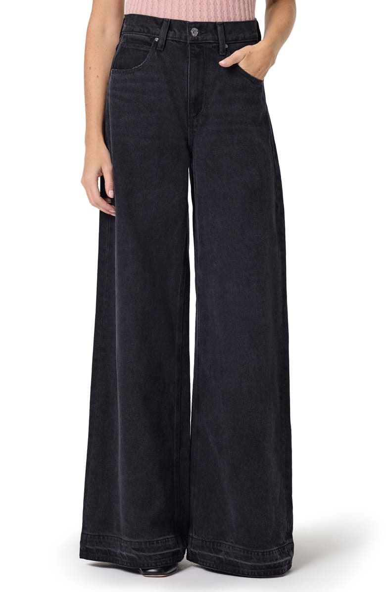 PAIGE Cameron High Waist Release Hem Wide Leg Jeans, Main, color, Boho Black