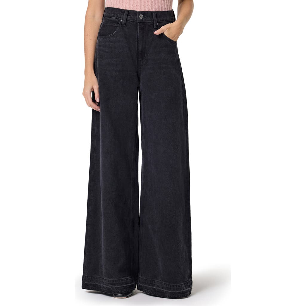 Paige Cameron High Waist Release Hem Wide Leg Jeans In Blue