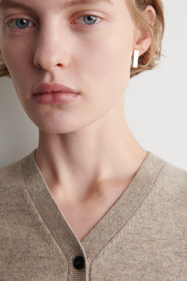 Merino Wool V-Neck Cardigan, Alternate, color, BEIGE MÉLANGE