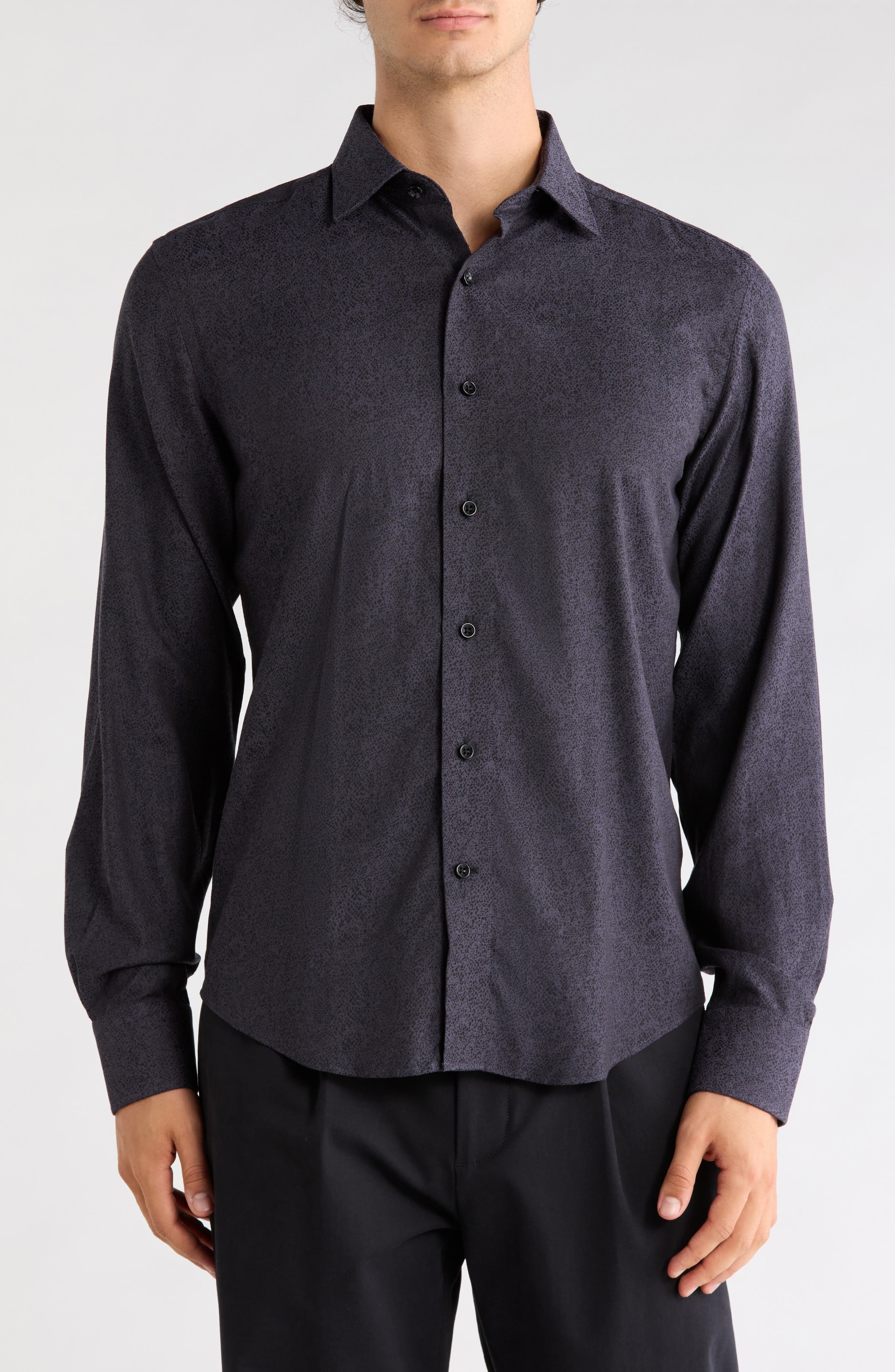 Abstract Print Stretch Lyocell Shirt