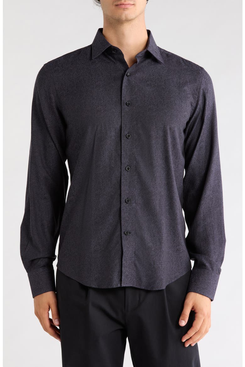 Abstract Print Stretch Lyocell Shirt, Main, color, GRAPHITE