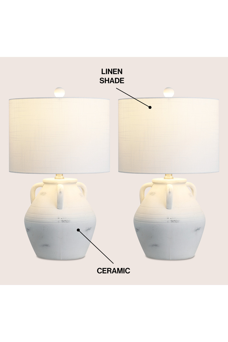 Altea 20.5" Rustic Coastal Pottery Jar LED Table Lamp, Alternate, color, White