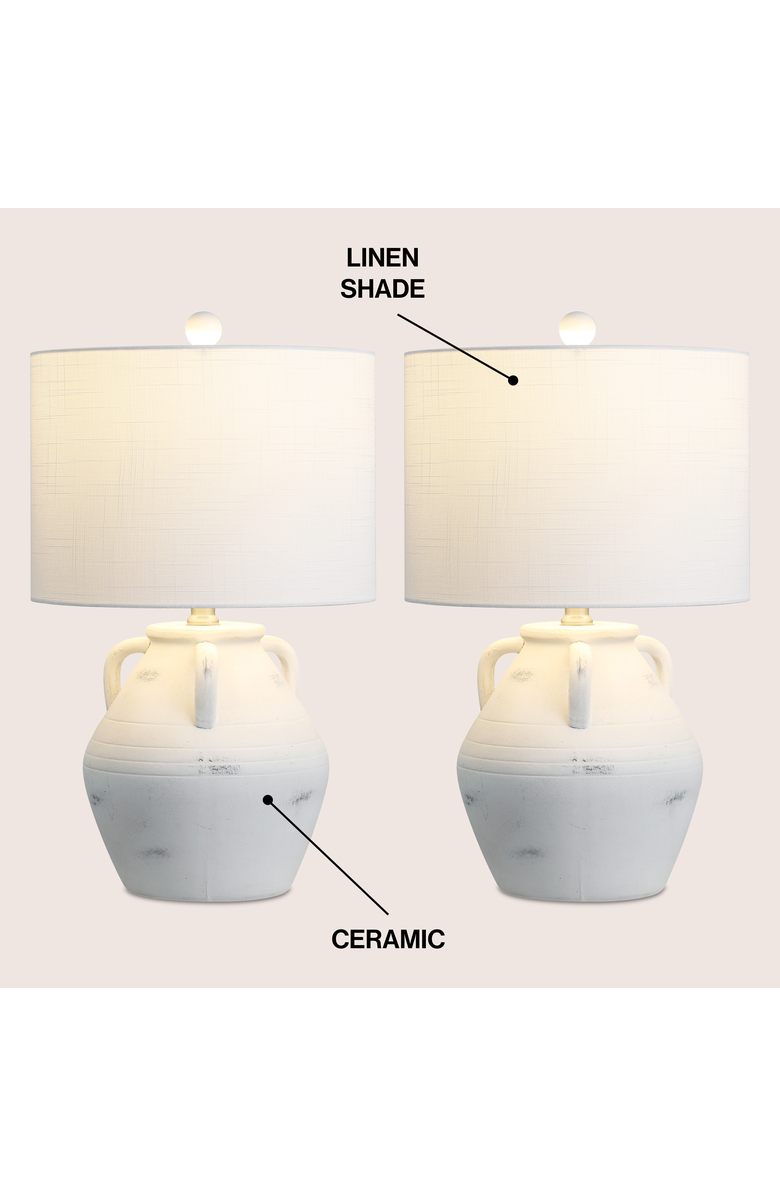 JONATHAN Y Altea 20.5" Rustic Coastal Pottery Jar LED Table Lamp, Alternate, color, White