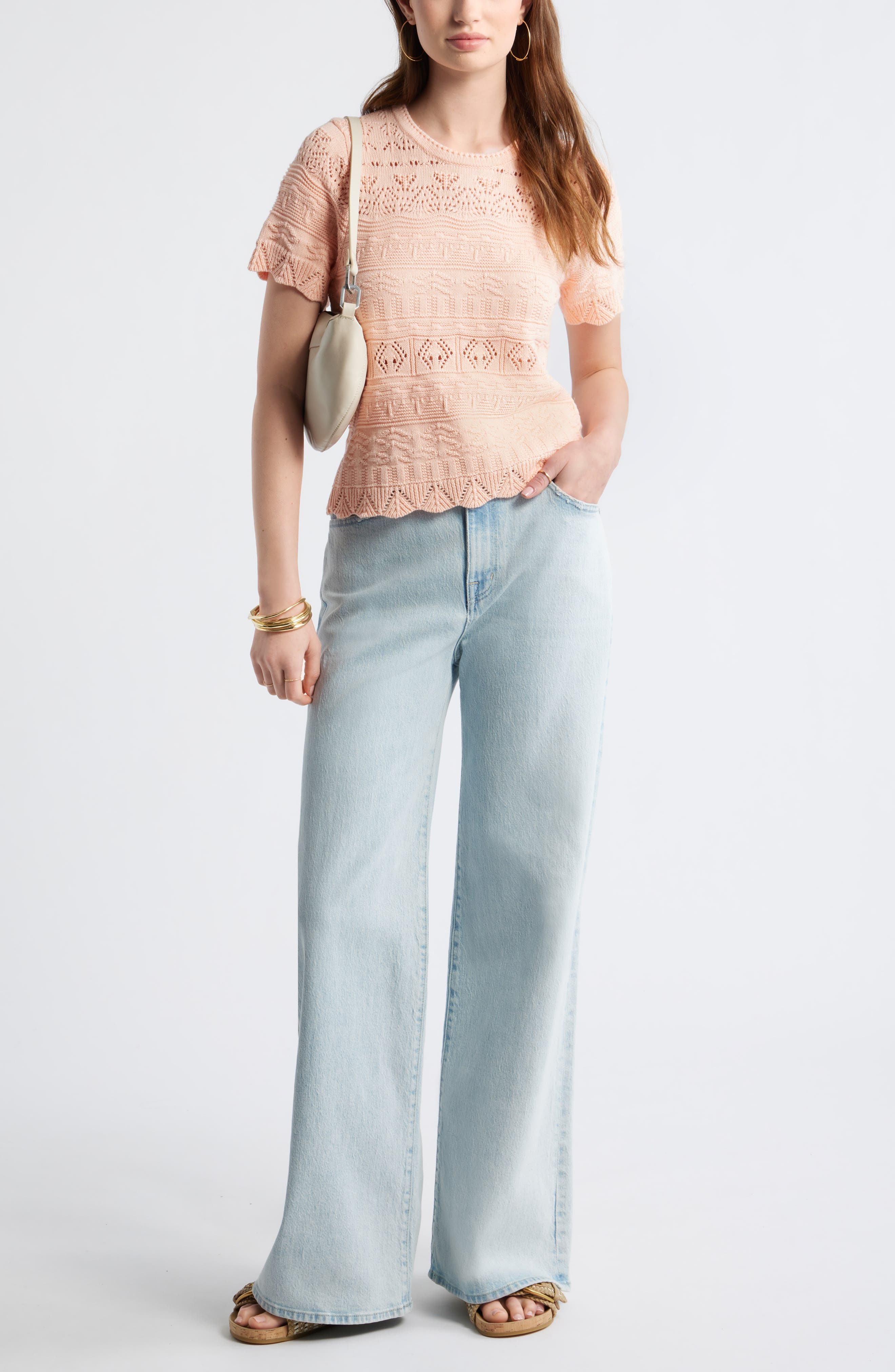 Pointelle Cotton Crewneck Sweater - image 4