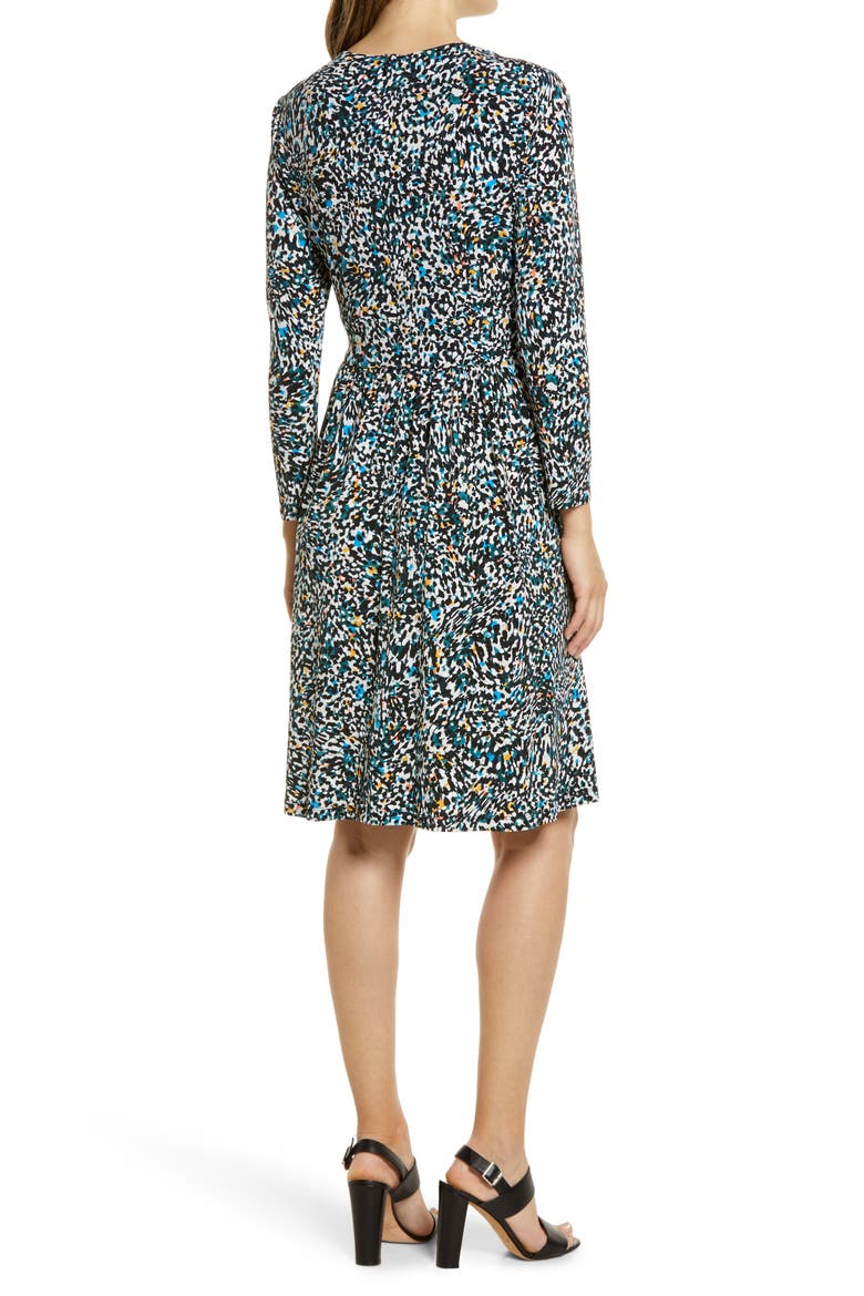 Abstract Print Long Sleeve Fit & Flare Dress, Alternate, color, SAPPHIRE/ BOTANICAL GARDEN