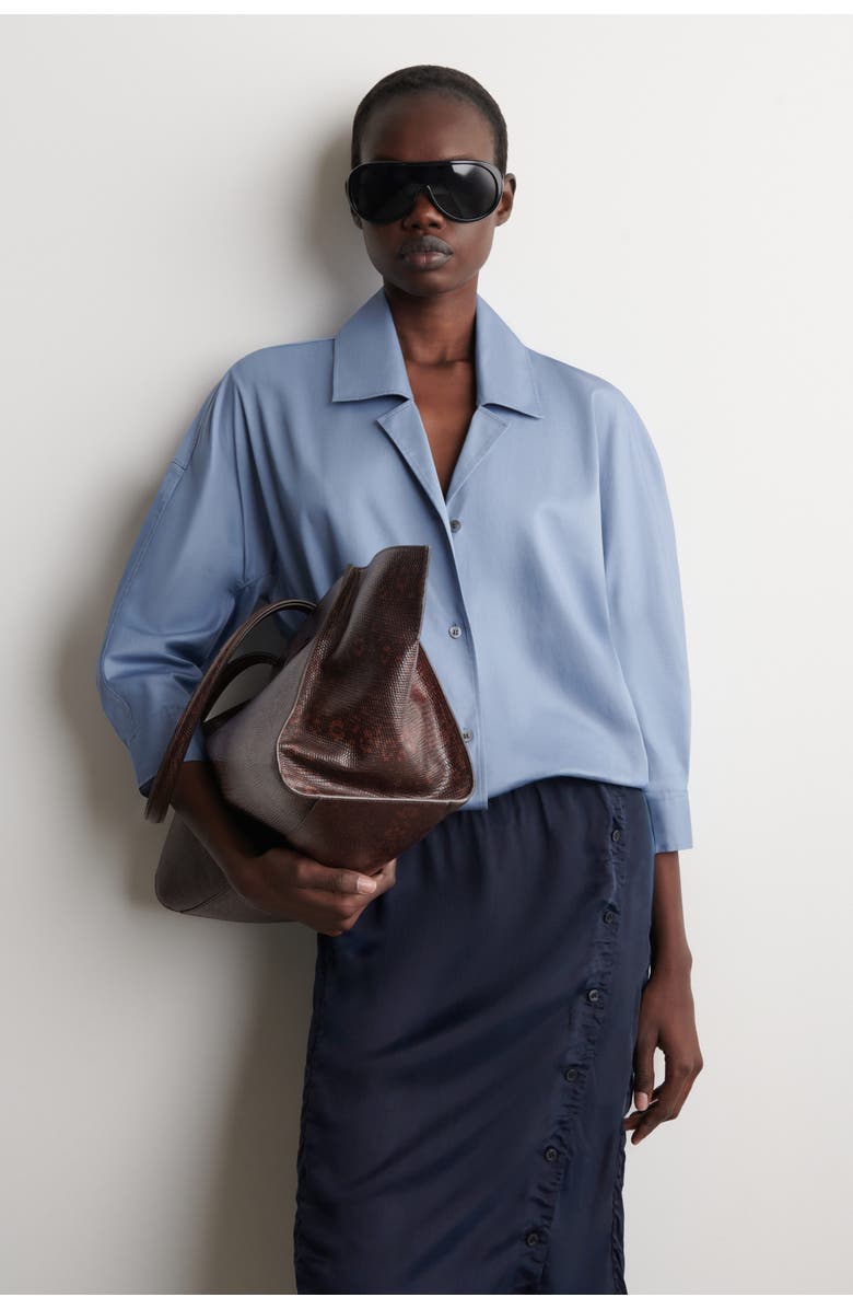 COS Sculptural Cotton Shirt, Main, color, Blue