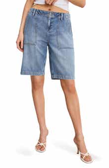 Good American Lite Drawstring Bermuda Denim Shorts
