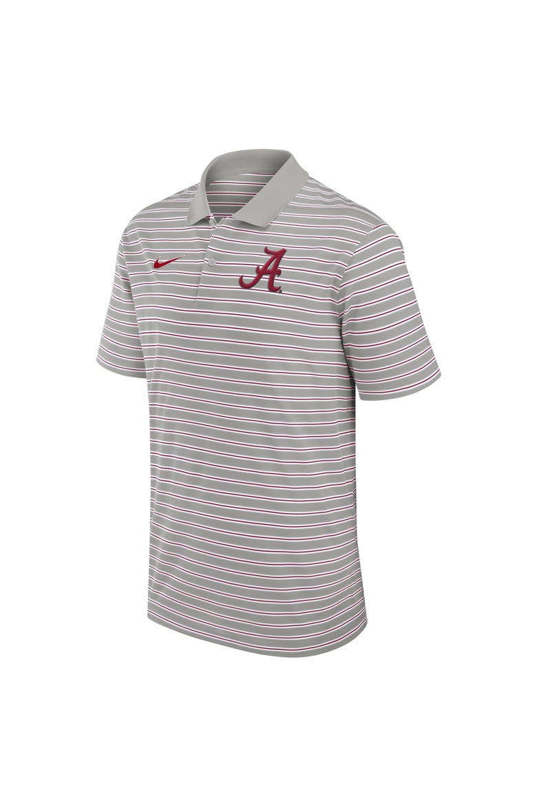 Men's Nike Pewter/White Alabama Crimson Tide Primetime Victory Striped Performance Polo, Alternate, color, Pewter
