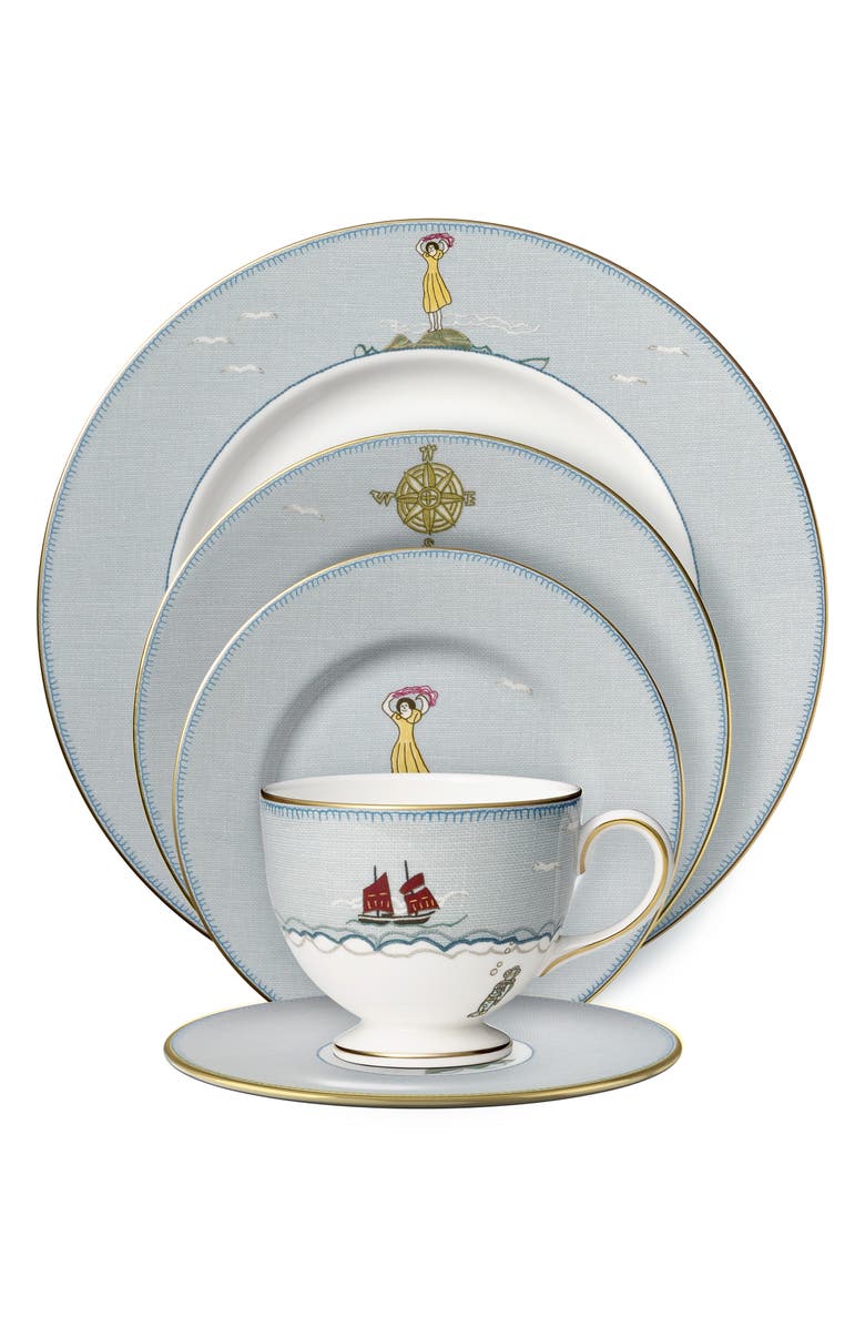 Wedgwood Sailor's Farewell 5-Piece Place Setting, Main, color, Grey