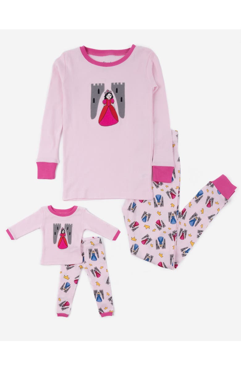 Leveret Girls Matching Doll Printed Cotton Pajamas, Fantasy & Character Prints, Main, color, Princess
