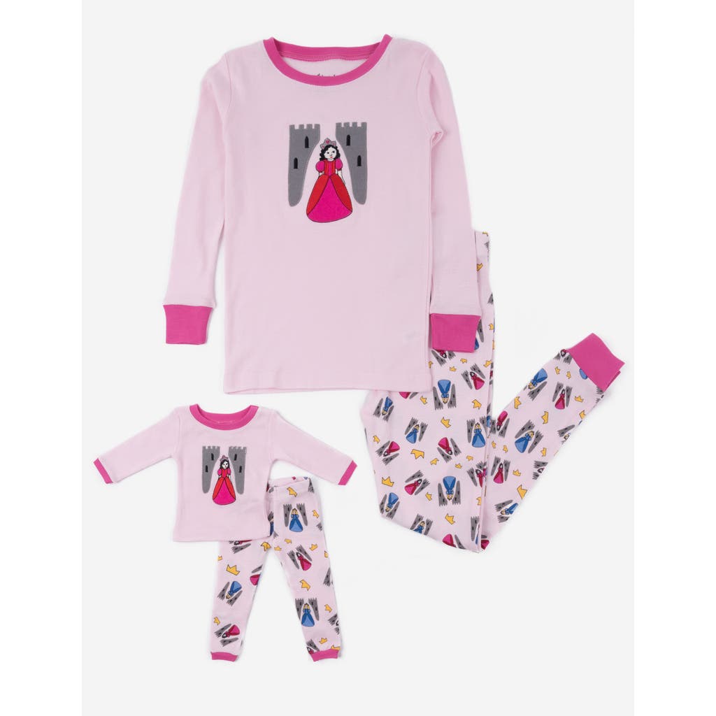 Leveret Girls Matching Doll Printed Cotton Pajamas, Fantasy & Character Prints In Pink