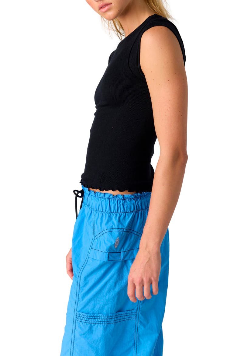 Double Point Short Sleeve Ribbed T-Shirt, Alternate, color, BLACK
