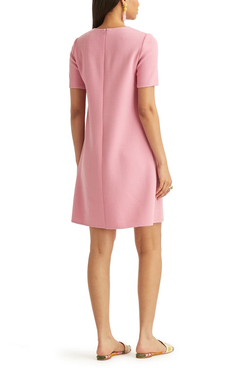 Magnolia Embroidered Stretch Wool Shift Dress, Alternate, color, BEGONIA