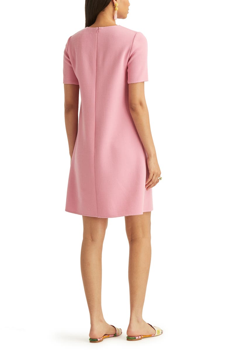 Oscar de la Renta Magnolia Embroidered Stretch Wool Shift Dress, Alternate, color,
