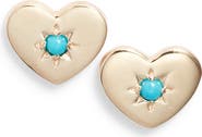 Anzie Love Letter Turquoise Heart Stud Earrings