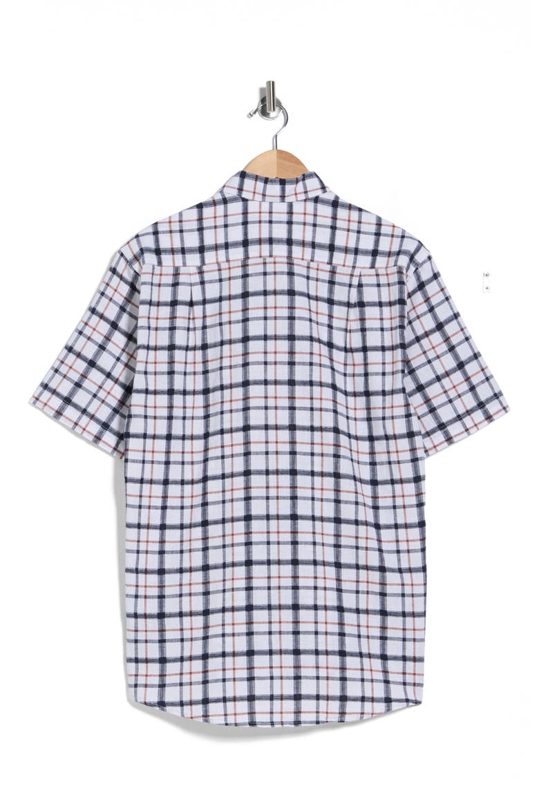 Glover Short Sleeve Linen & Cotton Blend Button-Up Shirt, Alternate, color, BROOK BLUE
