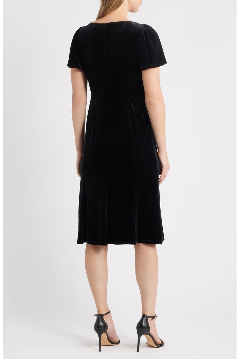 Flared Sleeve Velvet Dress, Alternate, color, ANNE BLACK