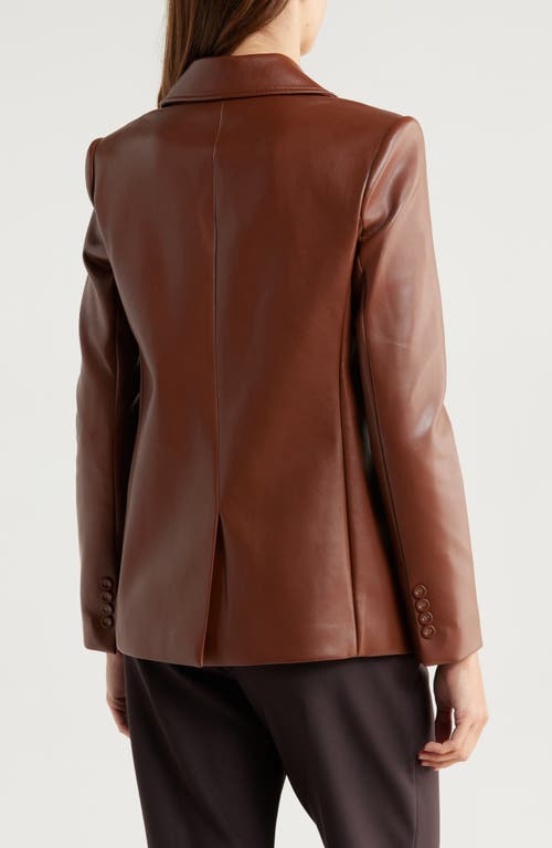 Simkhai Becky Double Breasted Faux Leather Blazer In Brown