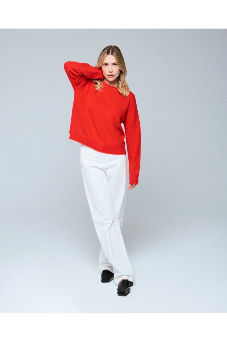 Wool Cashmere Knit  Pullover Crewneck Sweater, Alternate, color, CARMIN