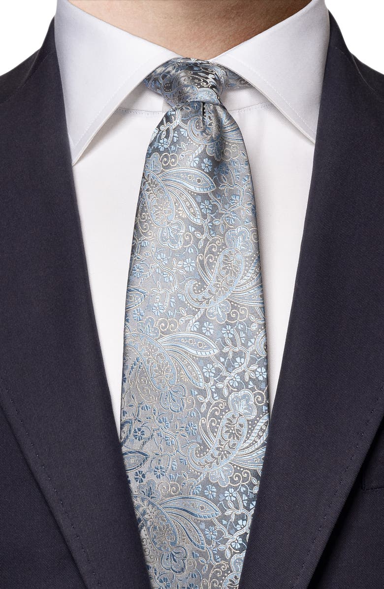 Eton Paisley Floral Silk Tie, Alternate, color,