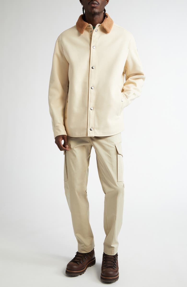 Moncler Teddy Collar Cotton Shirt Jacket, Alternate, color, 