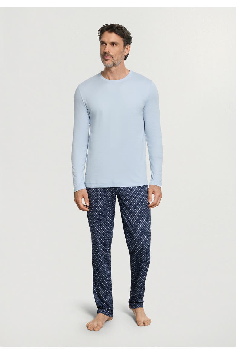 Night And Day Crew Neck Cotton Pajama Set, Alternate, color, Squared Harmony