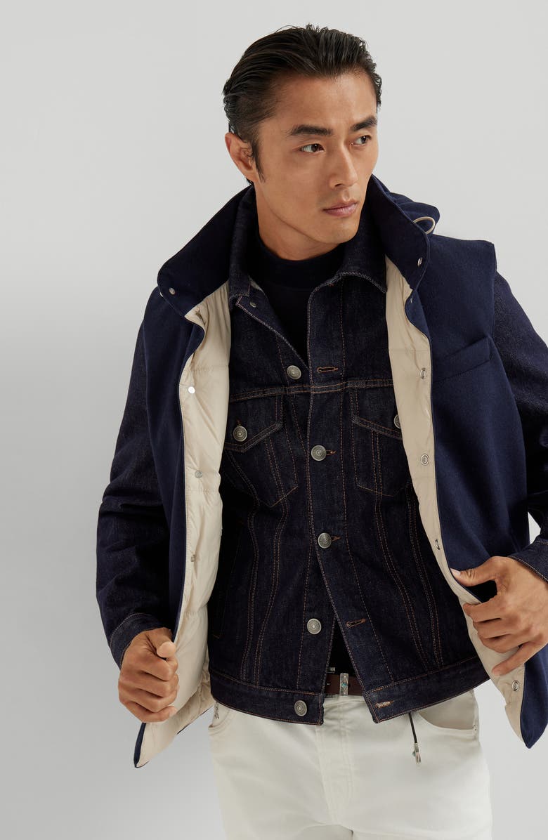 Brunello Cucinelli Flannel down vest, Alternate, color, Blue