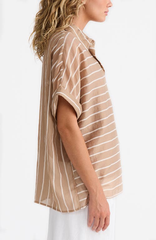 Brave + True Brave+true Alice Oversize Stripe Shirt In Latte Stripe