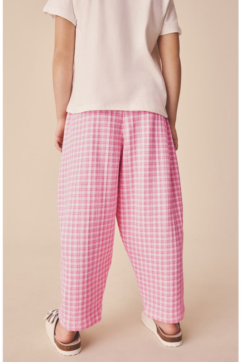 Kids' Gingham Barrel Pants, Alternate, color, PINK