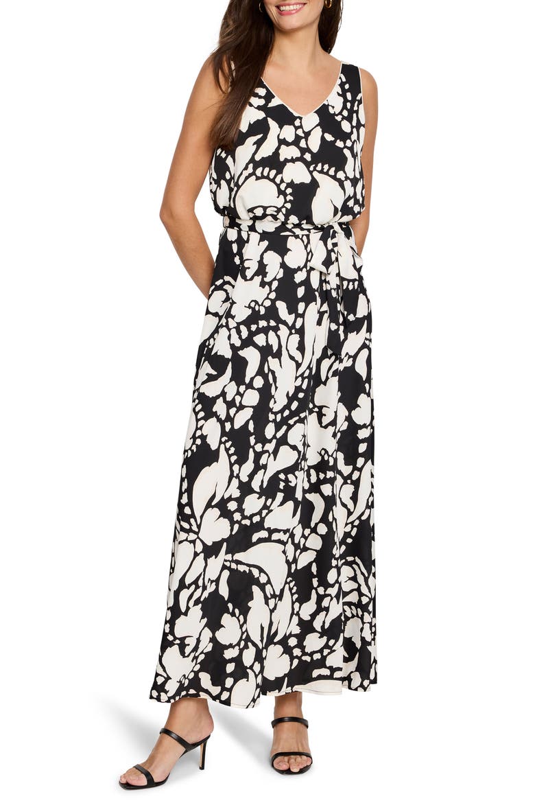 Bianca Evening Petal Maxi Dress, Main, color, BLACK MULTI