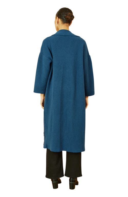 Yumi Knitted Maxi Cardigan With Pockets In Blue