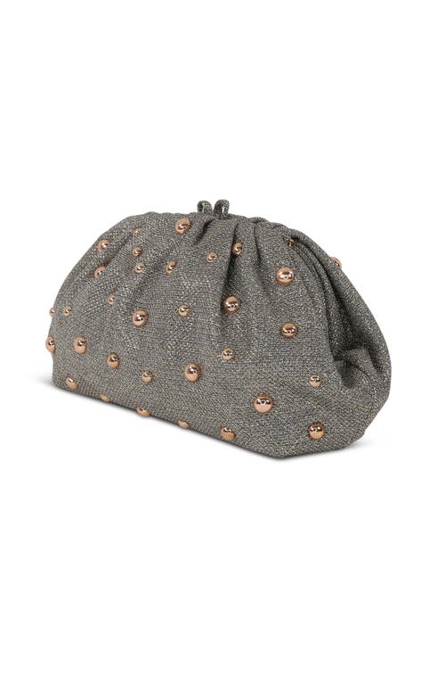 Jewel Badgley Mischka Margot Beaded Pouch Clutch In Gray