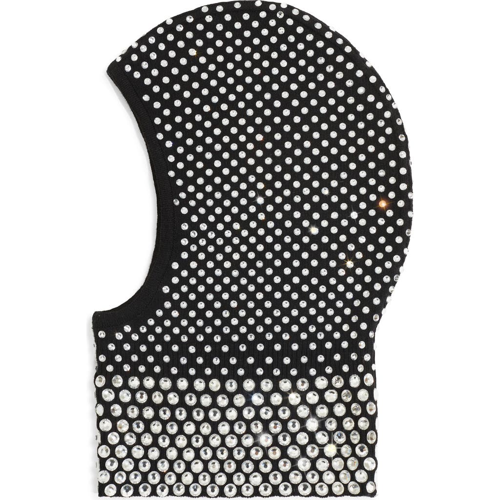 Ruslan Baginskiy Crystal Embellished Wool Blend Balaclava in Black  product