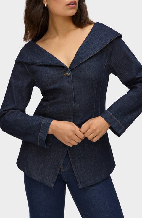 Elle Shawl Collar Denim Jacket