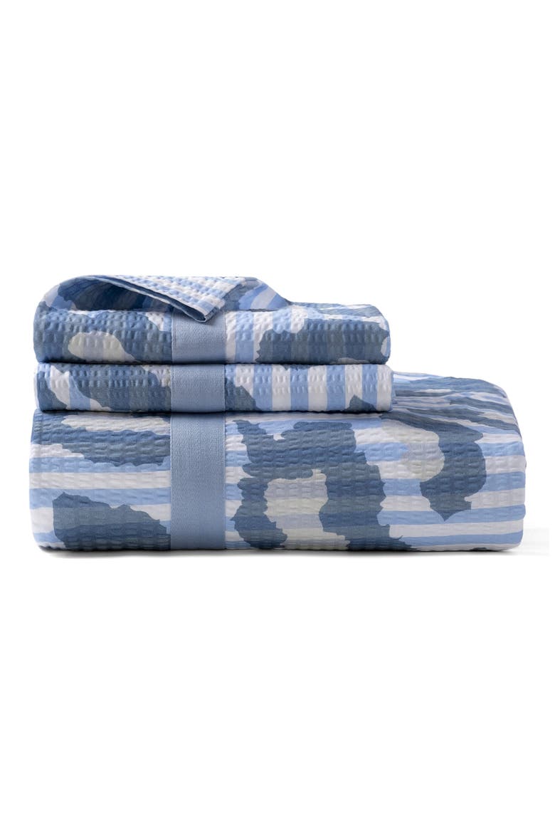 Leopard Print Seersucker Cotton King Quilt Set, Main, color, BLUE