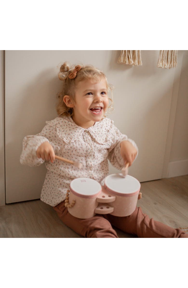 Label Label Wooden Bongos Blue, 2 Drum Sticks, Carry Handles, Ages 2+, Alternate, color, Multicolored