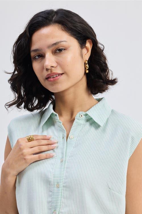 Reistor Drawstring Shirt Dress In Stripes In Parallel Paths