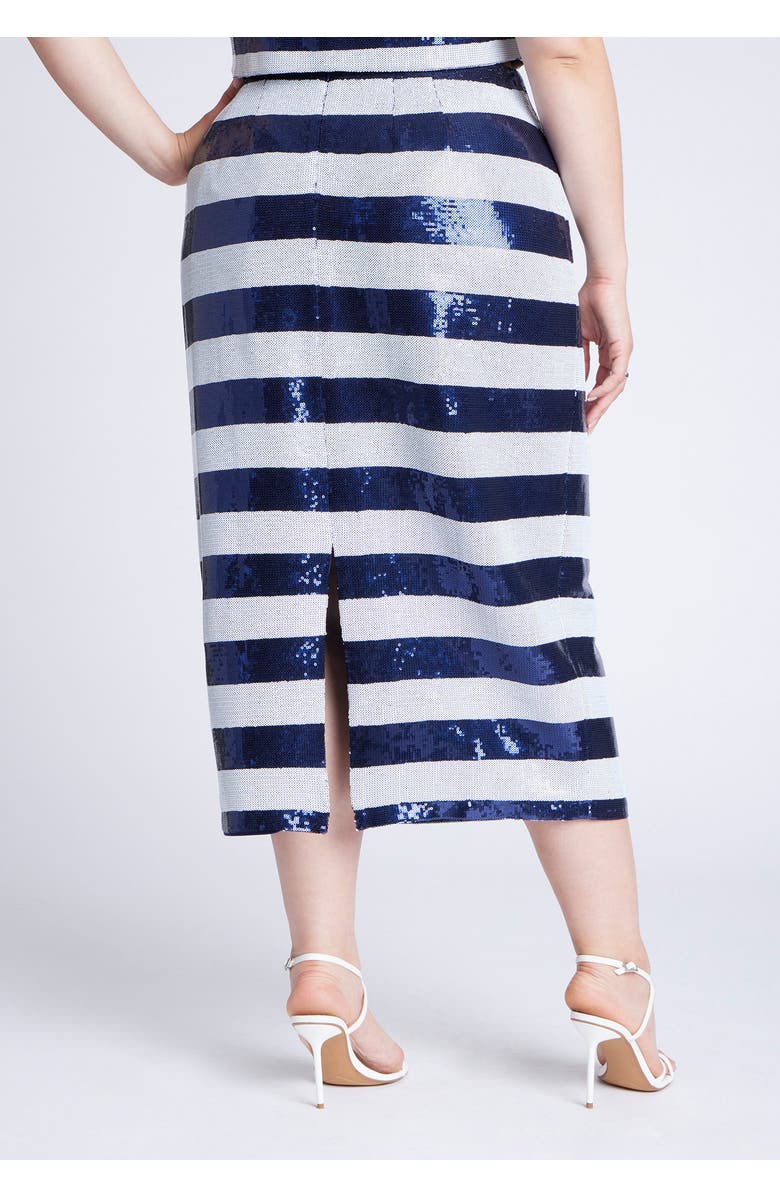 ELOQUII Sequin Striped Midi Skirt, Alternate, color, 