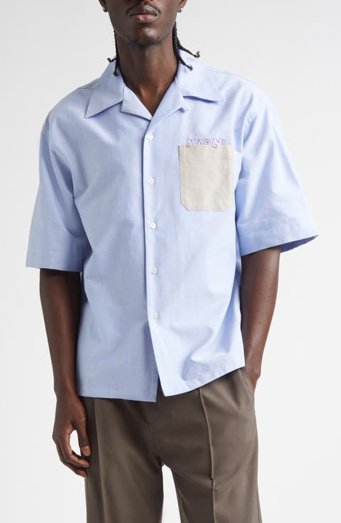 Mending Logo Cotton Oxford Camp Shirt