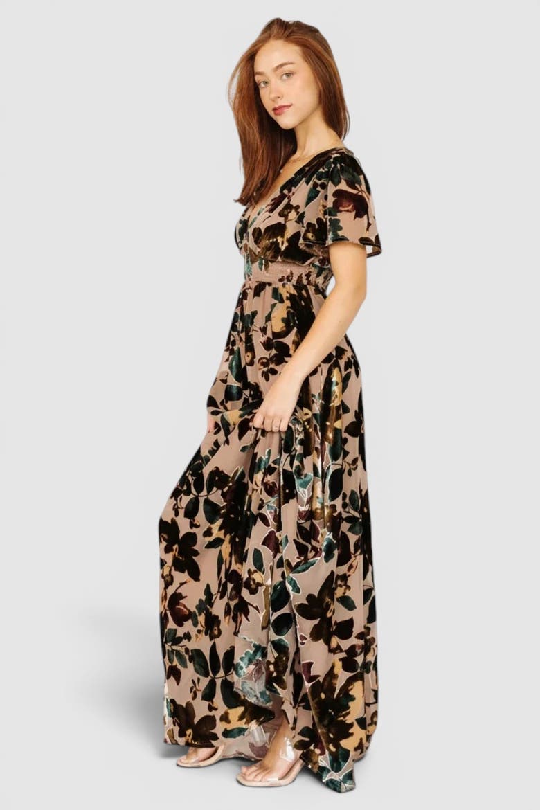 Valen Maxi Dress, Alternate, color, Champagne Multi