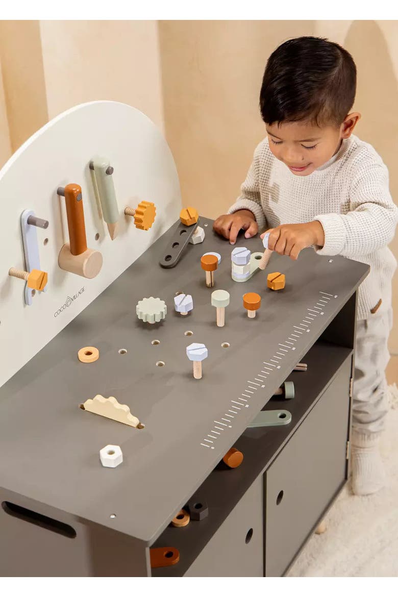 Wooden Workbench Playset, Alternate, color, Natural Wood