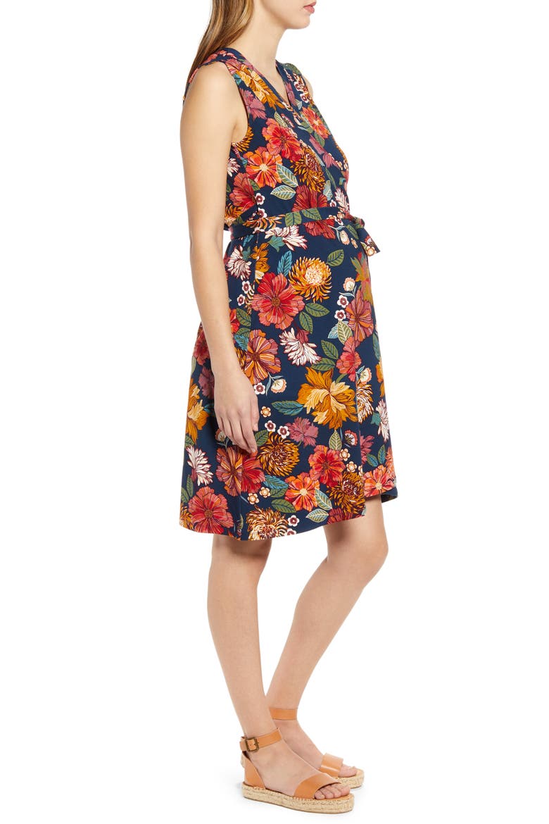 Print Maternity Wrap Dress, Alternate, color, RED PRINT