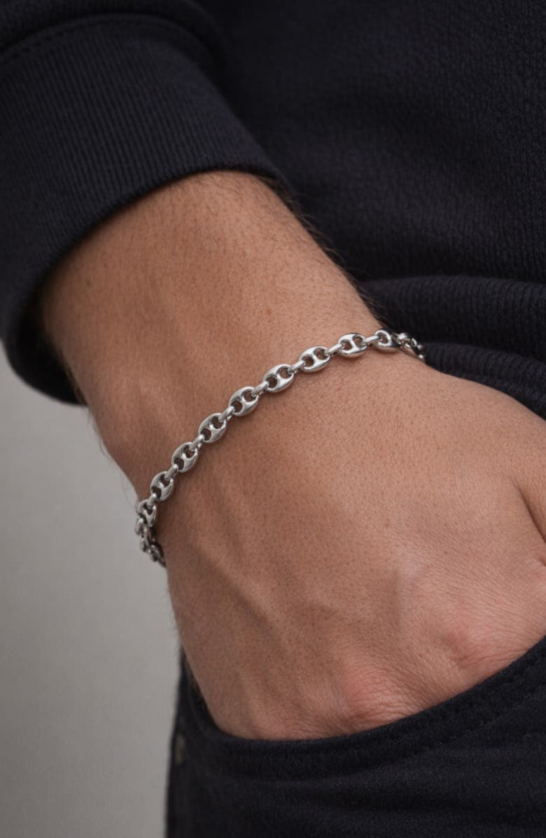 Argento Vivo Sterling Silver Men's Mariner Puff Chain Link Bracelet, Alternate, color, Silver